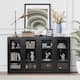 Large Sideboard Buffet Cabinet with 4 Glass Doors 2 Adjustable Shelves for Kitchen Living/Dinning Room Bedroom Entryway - Black - 62 in.W x 36 in.H