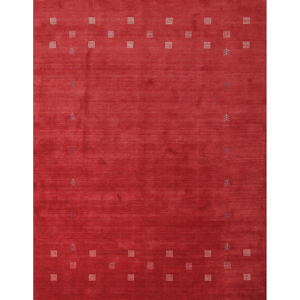Hand Knotted Oriental 100% Wool Carpet Tribal Tribal Red Gabbeh Area Rug - 9' 10'' X 8' 3''
