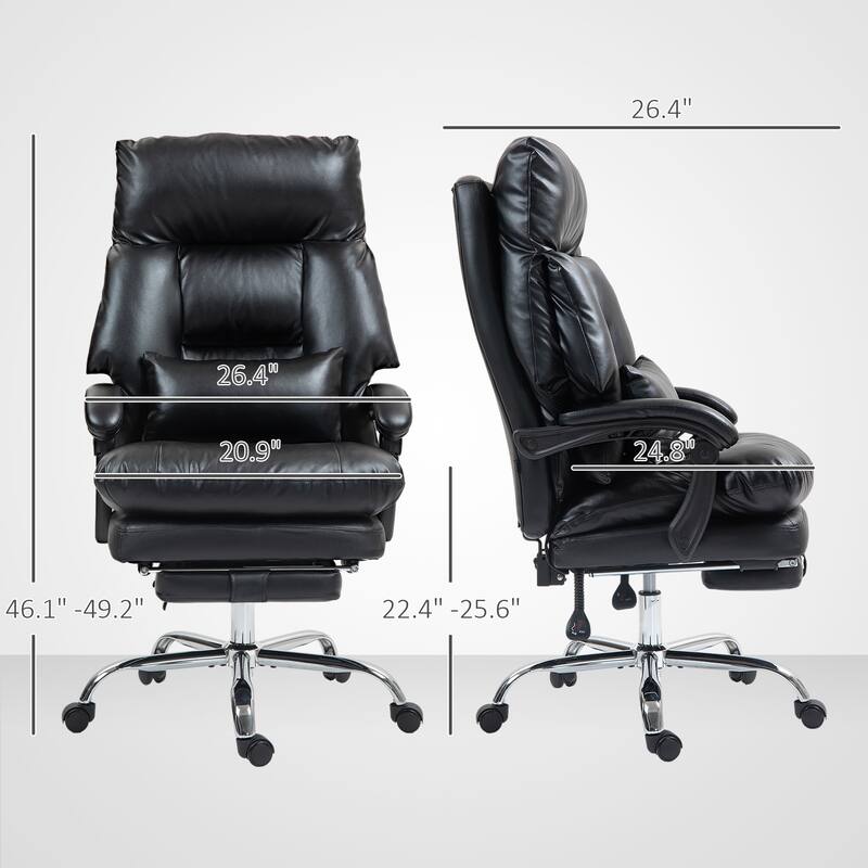 Overstuffed Office Chair, High Back Desk Chair with Foot Rest, Black