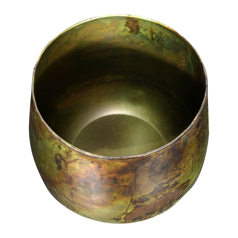 Oxidized Metal Planter, Set of 2 - Grey