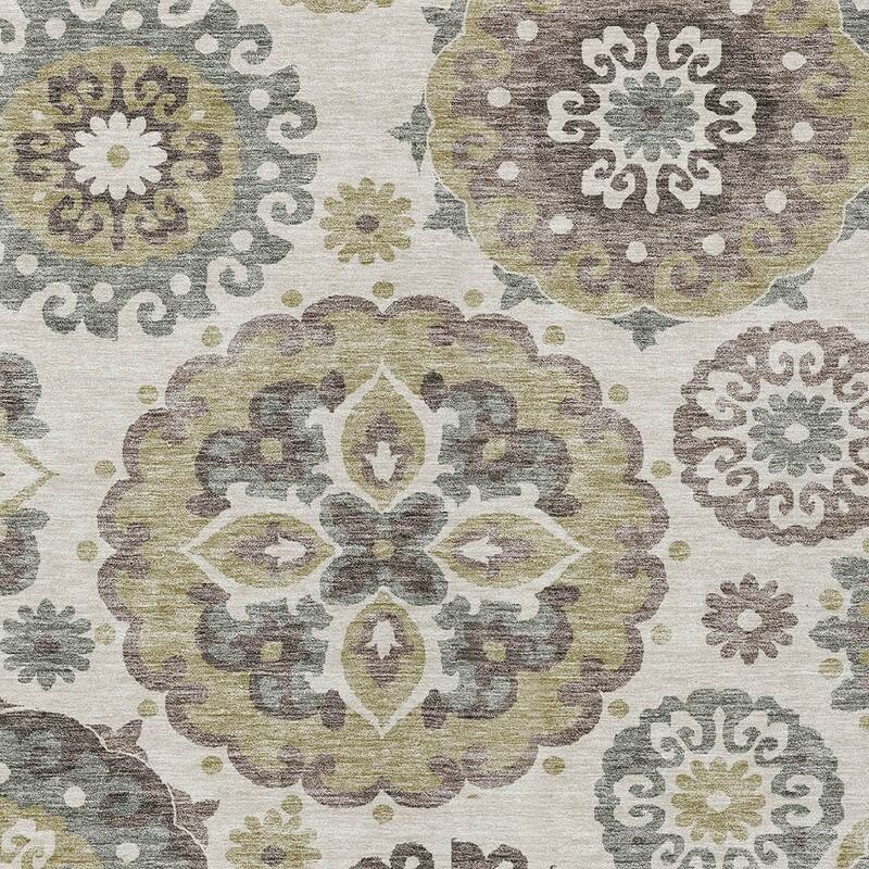 HomeRoots Floral Medallion Transitional Rectangle Outdoor Rug