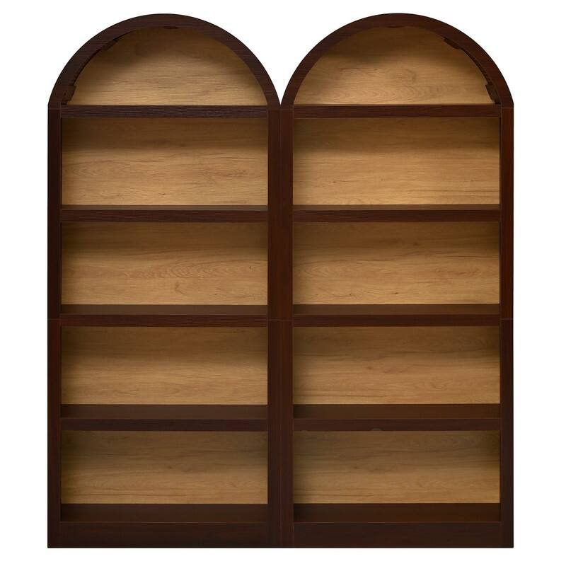Farmhouse 68.8" Tall Freestanding Bookshelves Set of 2, 5-Tier Display Bookcase Arched Top for Living Room, Bedroom, Home Office