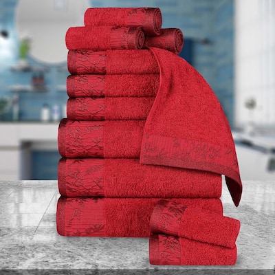 Superior Wisteria Cotton Floral Jacquard 12 Piece Bathroom Towel Set