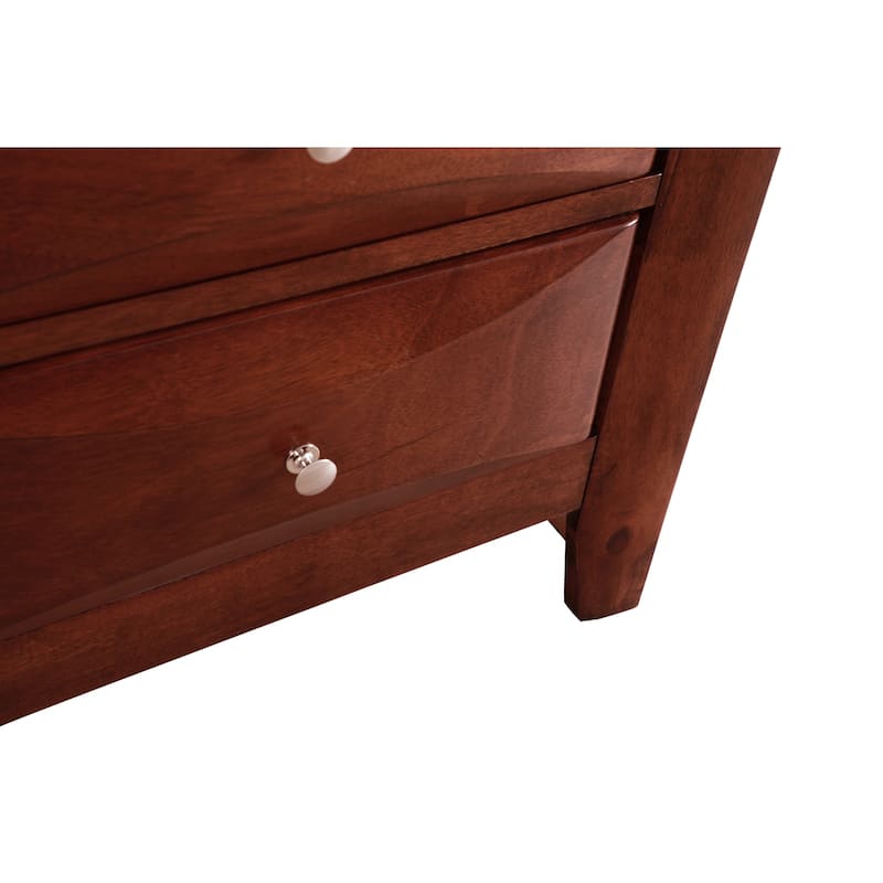 Cherry Nightstand 28x23x17 Contemporary Bedside Table with Three Drawers, Warm Stylish Finish for Bedroom Storage Needs