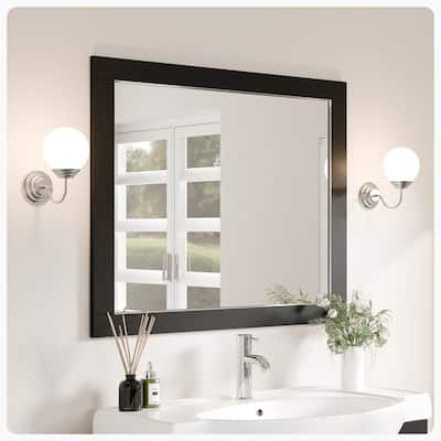 Eviva Aberdeen 36" x 30" Rectangular Espresso Wooden Framed Mirror