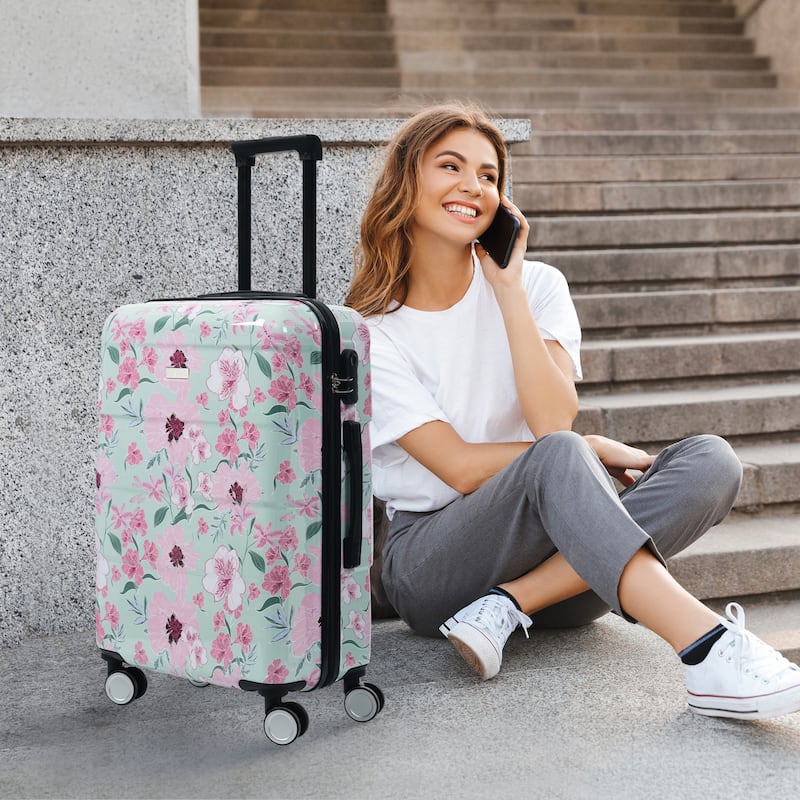 Luggage Sets New Model PC 5pcs, Hardside Lightweight Durable 20IN 24IN 28IN Suitcases with 8" 14" Cases with Lock Spinner Wheels