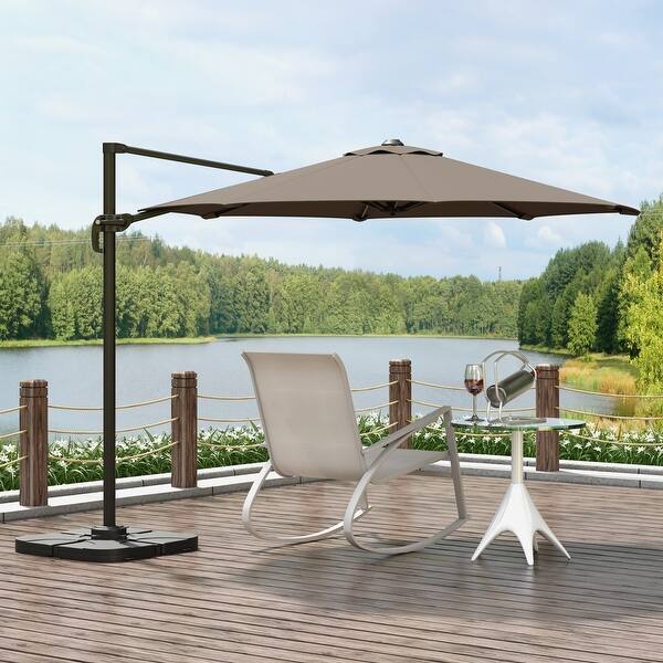 Corvus Vera 10ft Offset Hanging Canopy Outdoor Patio Umbrella Bed