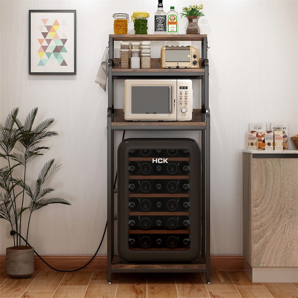 Vintage 4-Tier Mini Fridge Stand with Storage