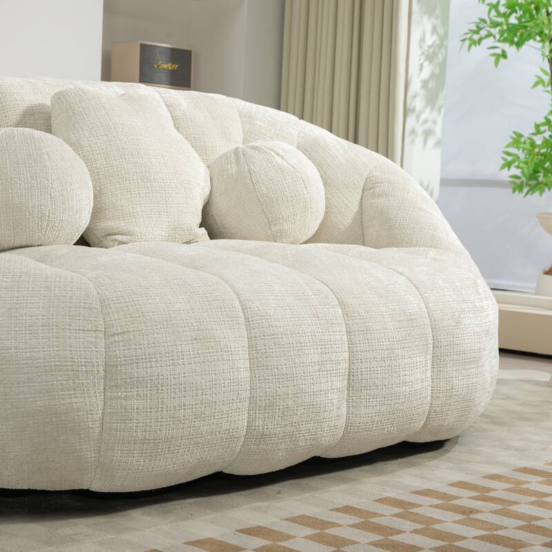 Bean Bag Sofa Lazy Sofa in White Chenille for Adults and Kids