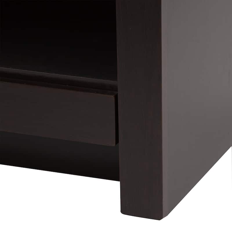 Brooksley Ebony Oak Bathroom Vanity With Drawer, Open Shelf, and Sink Top