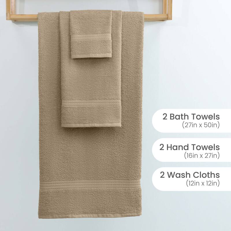 Superior Miami 100% Cotton 6-Piece Towel Set - Lightweight & Quick Drying