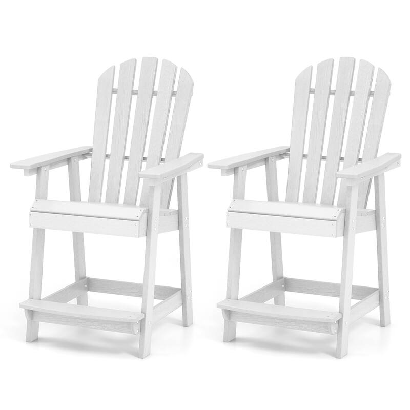 Gymax 4PCS Tall Bar Stool HDPE Chair w/ Armrest Footrest Home Indoor