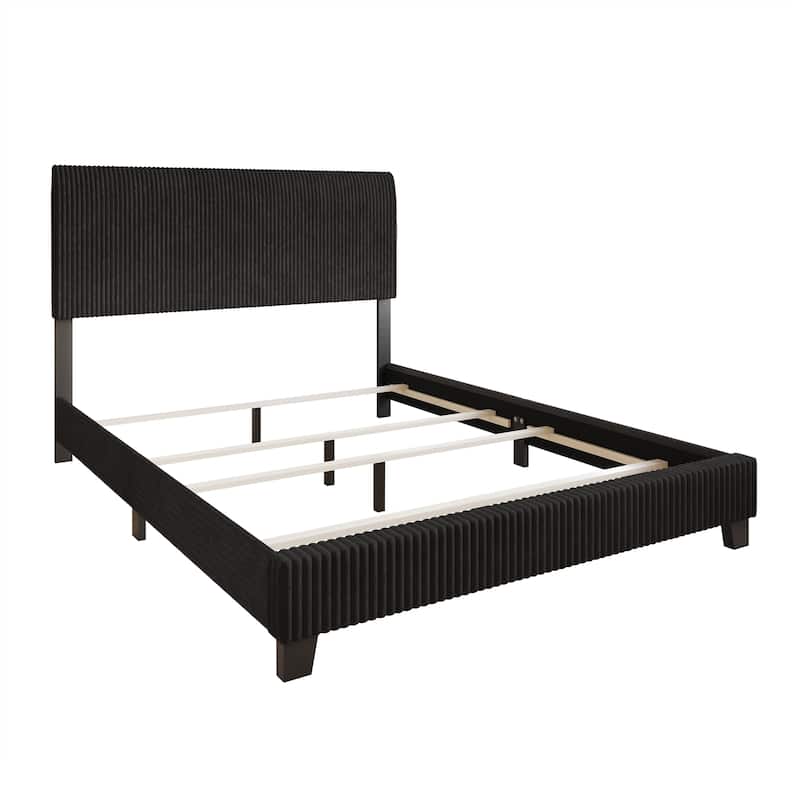 CraftPorch Corduroy Elegant and Chic Velvet Upholstered Bed