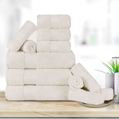 Superior Turkish Cotton 12 Piece Solid Plush Heavyweight Towel Set