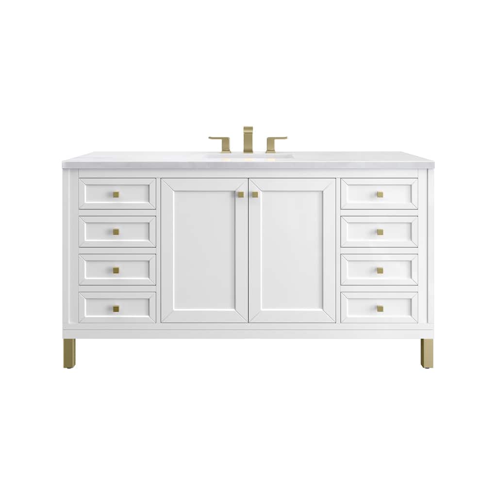 James Martin Vanities Chicago 60" Single Vanity, Glossy White