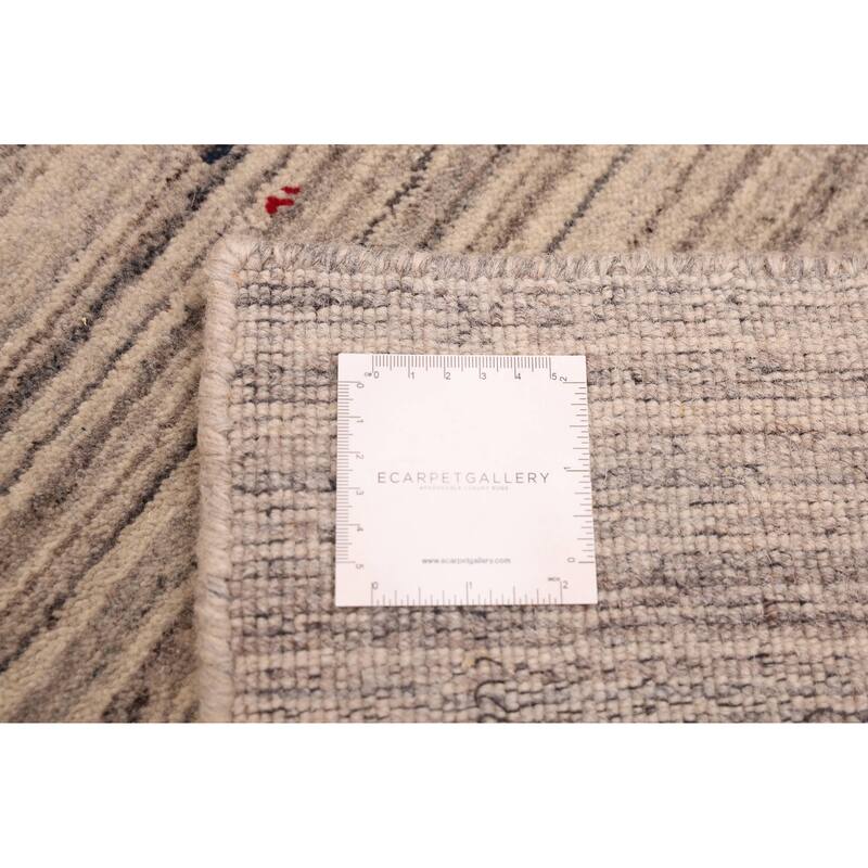 ECARPETGALLERY Hand Loomed Kashkuli Gabbeh Grey Wool Rug - 6'2 x 8'9