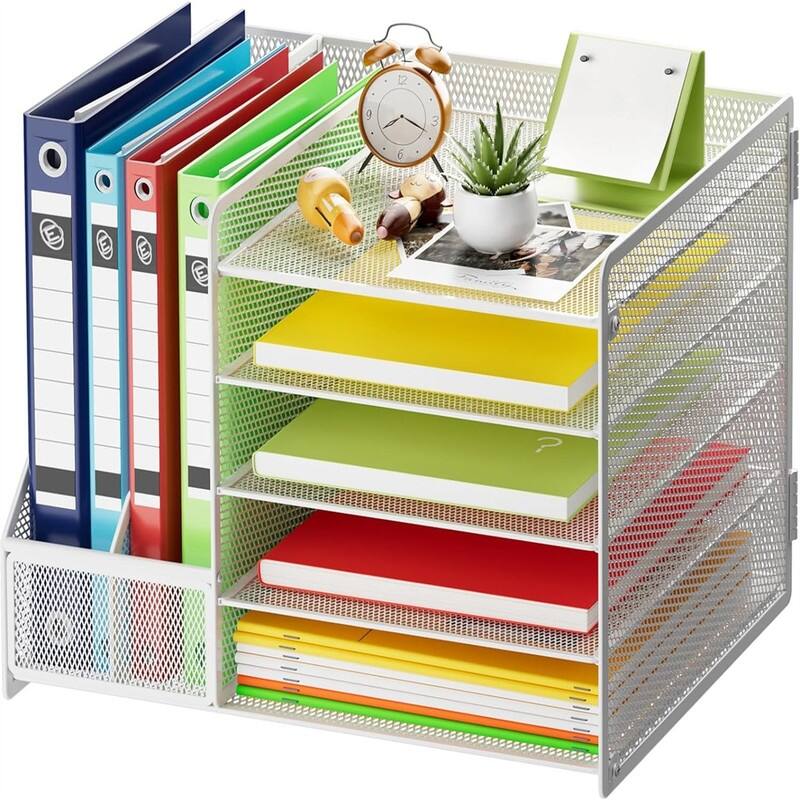 Desk Organizer - 13.5"D x 2.95"W x 14.5"H - White