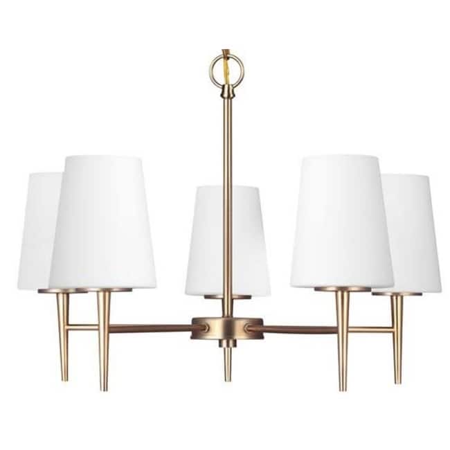 James Allan Watson 5 Light 25" Wide Chandelier with Etched Glass Shade - Satin Bronze