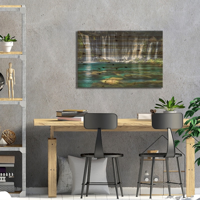 Shiraito Falls Print On Wood by Jan Becke - Multi-Color