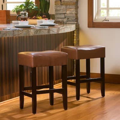 2PC Backless Leather Counter Height Barstool
