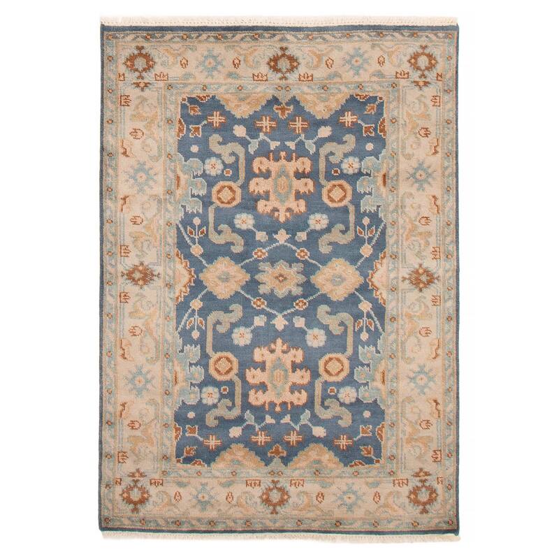 ECARPETGALLERY Hand-knotted Royal Oushak Dark Blue Wool Rug - 4'1 x 5'11 - Dark Blue - 4'1 x 5'11