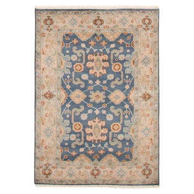 ECARPETGALLERY Hand-knotted Royal Oushak Dark Blue Wool Rug - 4'1 x 5'11
