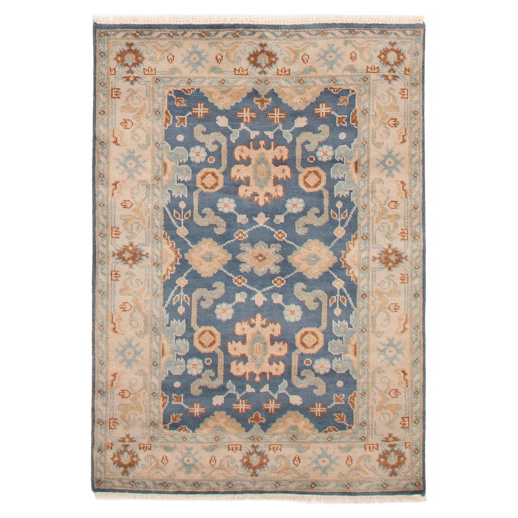 ECARPETGALLERY Hand-knotted Royal Oushak Dark Blue Wool Rug - 4'1 x 5'11