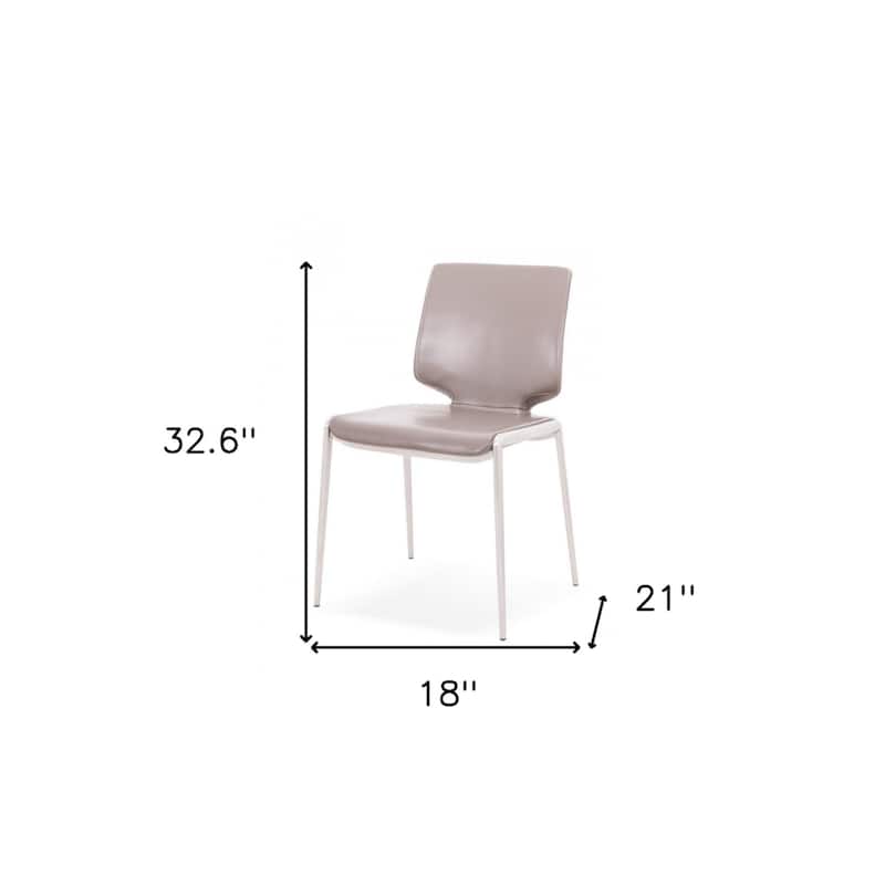 Set of 2 Upholstered Faux Leather Dining Side Chairs with Silver Legs - 21” x 18” x 32.60”