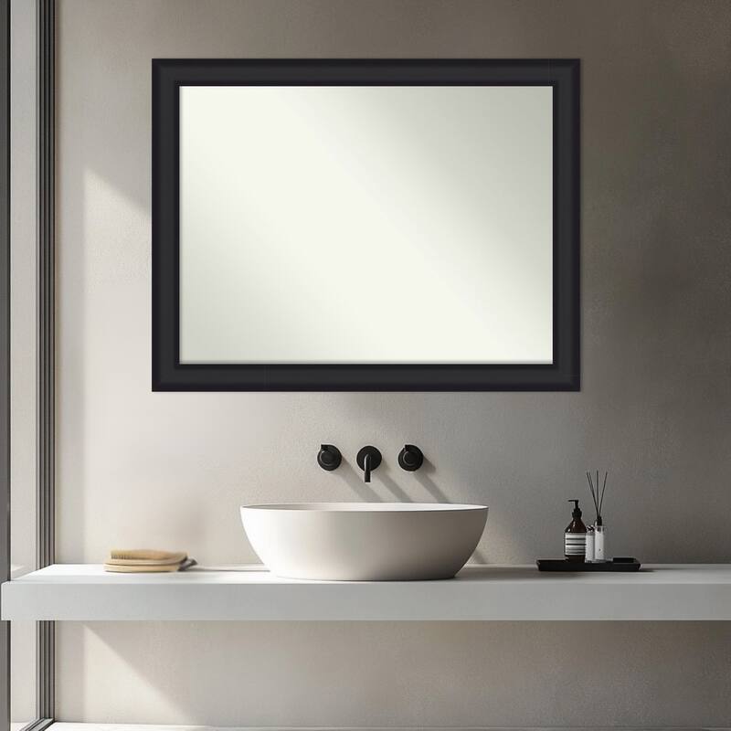Oliver Narrow Non-Beveled Wood Framed Bathroom Vanity Wall Mirror
