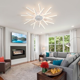 Modern Ceiling Fan With Lights & Remote - Invisible Blades, 3-Speed Adjustable, Dimmable LED For Bedroom