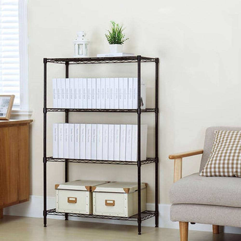 4-Tier Storage Rack Organizer Kitchen Shelving Steel Wire Shelves,Black