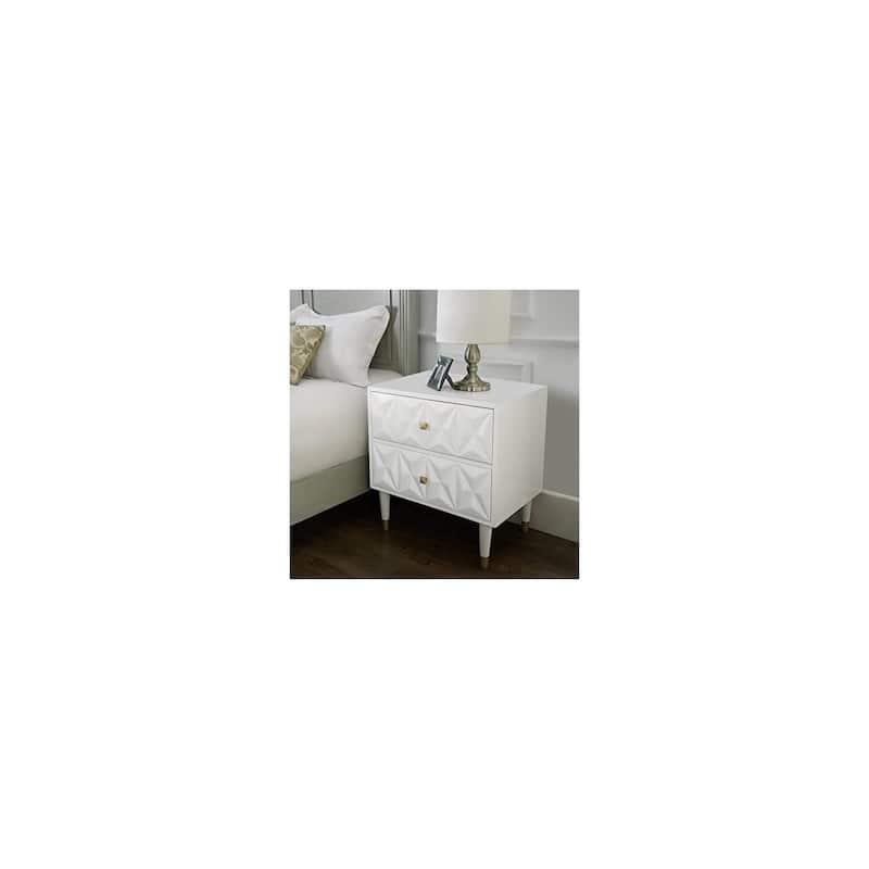 White Nightstand with Drawers - Modern Square Bedside Table for Bedroom Living Room - 30" Wide