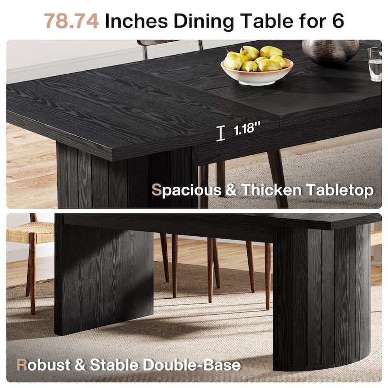 78.7 Inches Brown Wood Dining Table Kitchen Table for 8 People