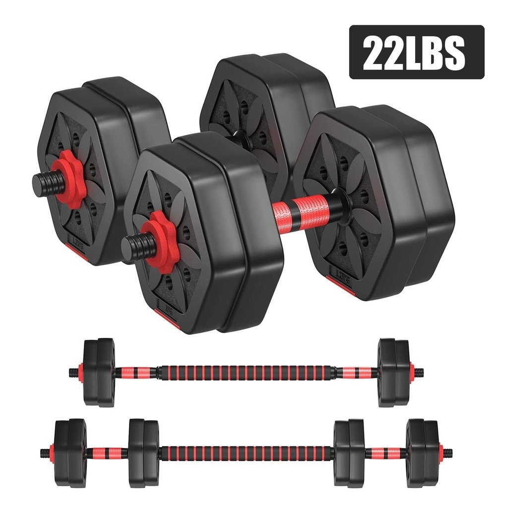 Adjustable Dumbbell Chrome Steel Weight Set 20KG 44LBS with Barbell Option Kit 