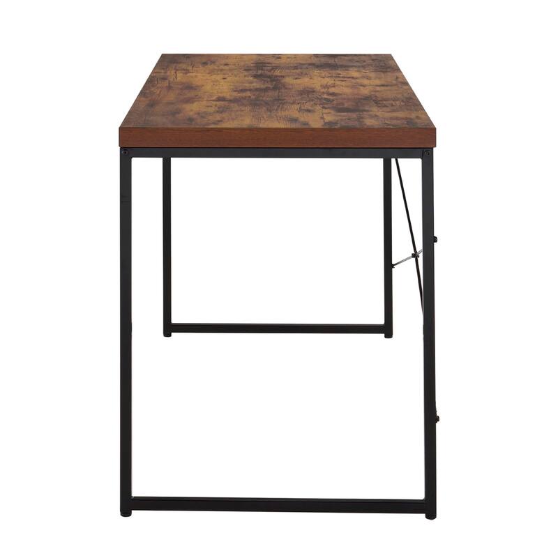 Rectangular Top Writing Desk with Metal Legs, Weathered Oak and Black