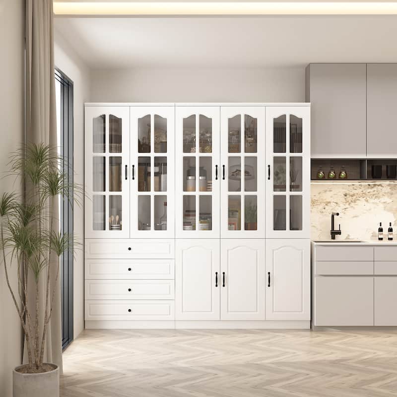 Home Office Storage Solution White Bookshelf, Pantry, and Display Unit