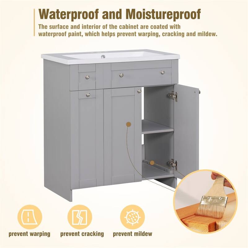 Merax 30" Grey Bathroom Vanity with Single Sink