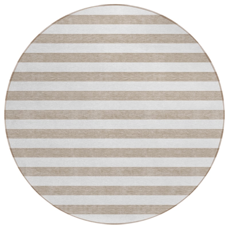 Machine Washable Indoor/ Outdoor Cabana Striped Chantille Rug