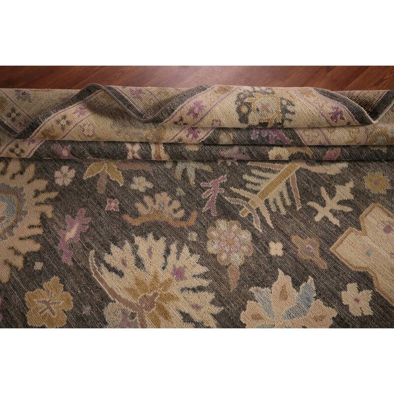 Vegetable Dye Grey Oushak Turkish Area Rug Hand-Knotted Wool Carpet - 8'0" x 9'9"