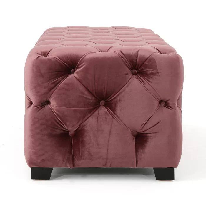 Indoor Stools Ottoman, Velvet Upholstered Seat Entryway Footrest