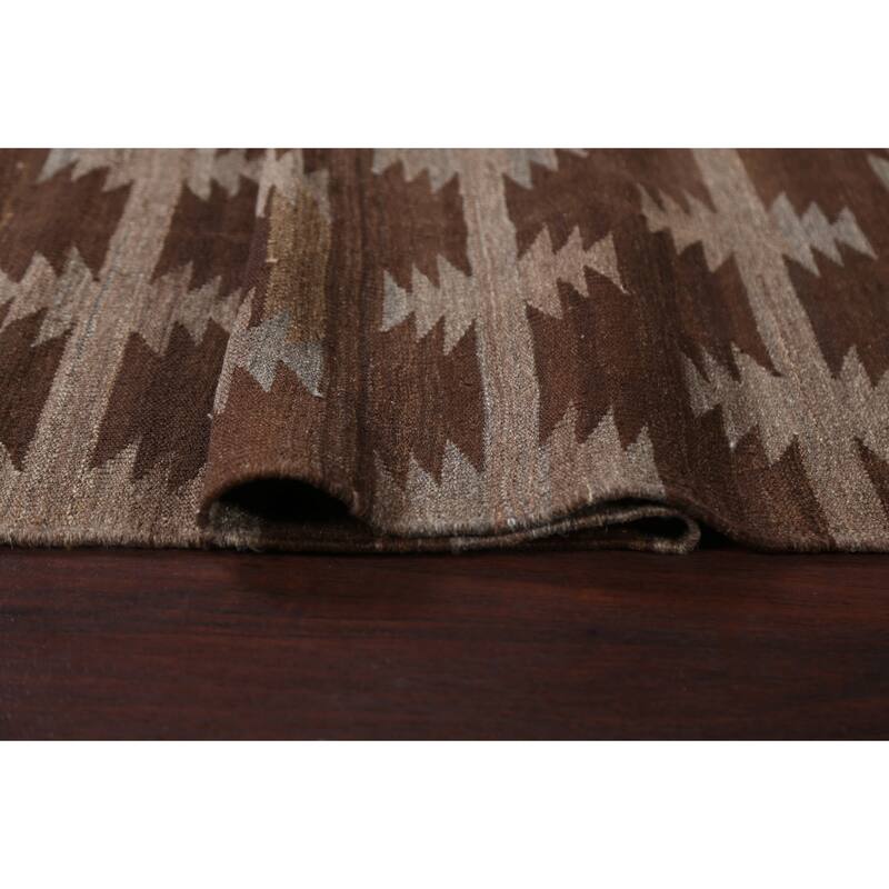 Geometric Tribal Natural Dye Kilim Oriental Wool Area Rug Flat-weave - 4'7" x 6'7"