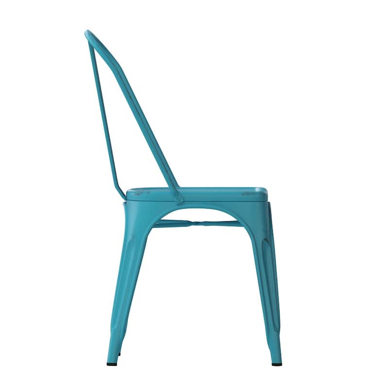 Distressed Metal Indoor-Outdoor Stackable Chair - Kitchen Furniture