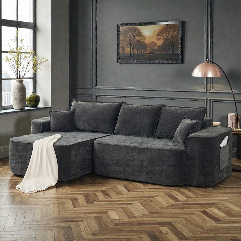 104 Inch L Shaped Sectional Sofa Cloud Couch with Chaise, Extra Deep Seat, No Assembly Modular Corner Sofa