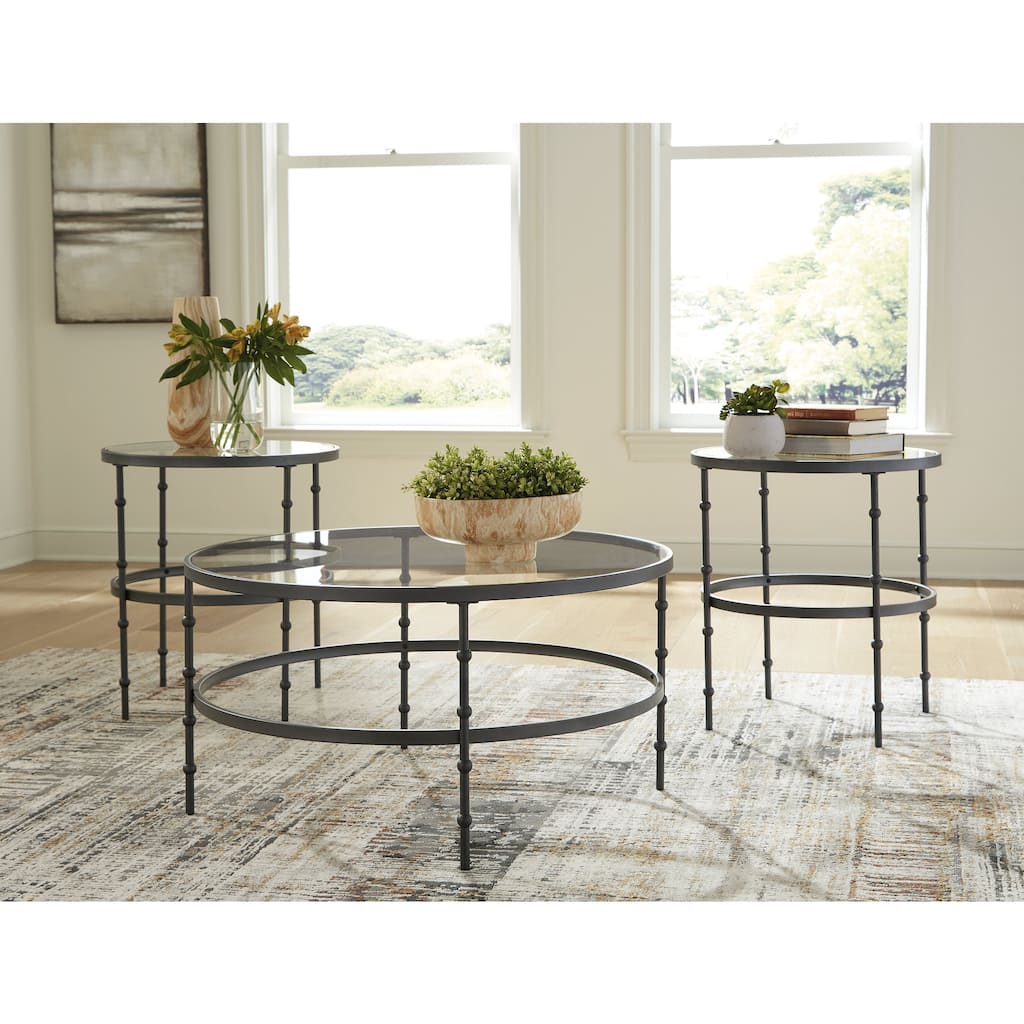 Signature Design by Ashley Kellyco Gunmetal Table (Set of 3) - 36" W x 36" D x 18.63" H