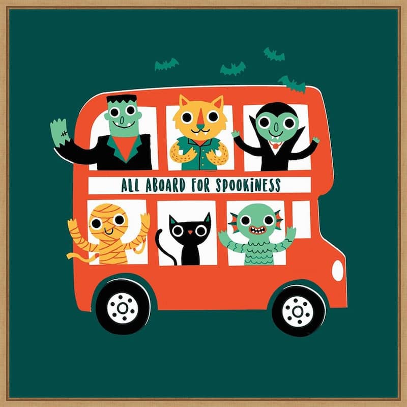 Amanti Art Spooky Bus Framed Canvas Wall Art