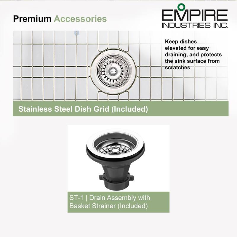 Olde London Fireclay 24" Reversible Farmhouse Kitchen Sink Set