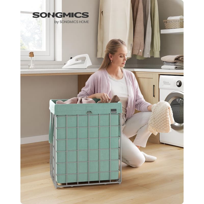 Laundry Hamper, 23.8 Gal (90L) Laundry Basket, Collapsible Clothes Hamper, Removable and Washable Liner, Metal Wire Frame