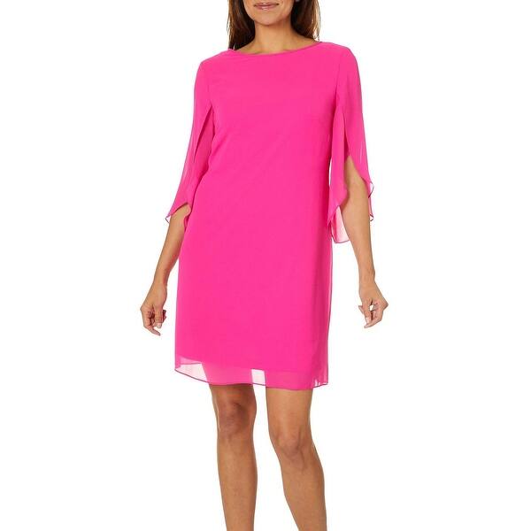 Shop Msk Pink Chiffon Gold Necklace Women S 8 Split Sleeve Shift