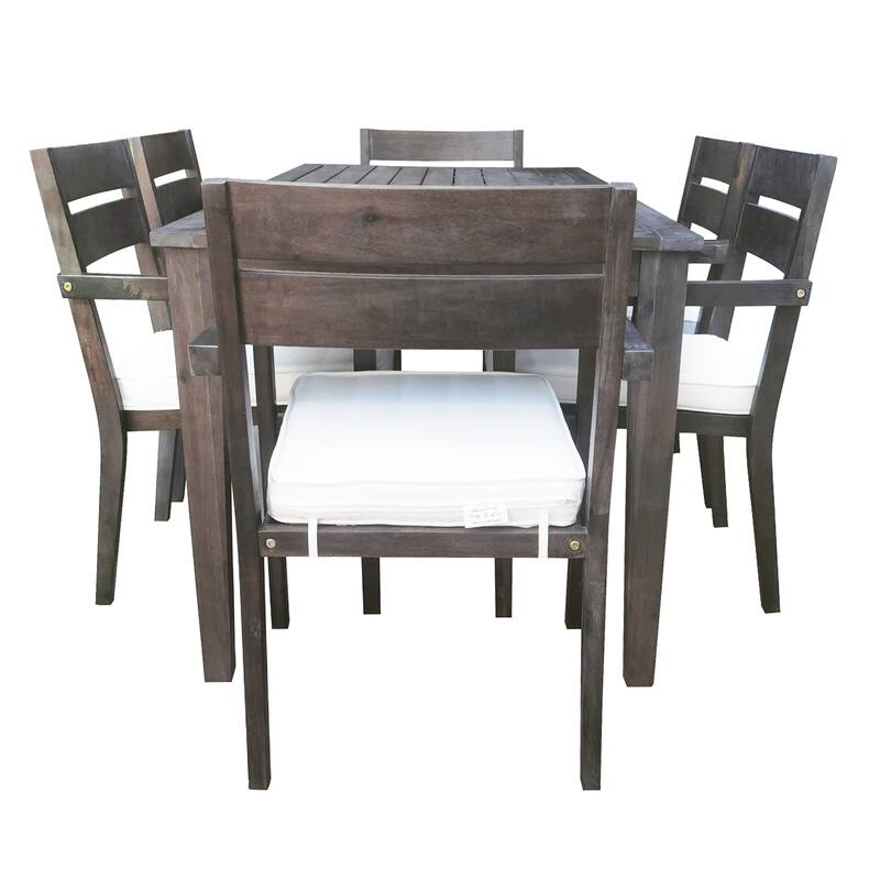 Acacia Wood Dining Set - Waterproof, Rust-Proof, 350LB Capacity, 7Pcs