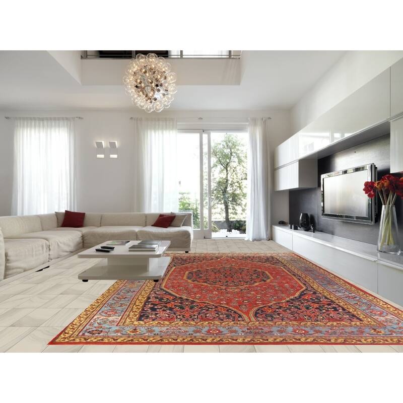 Hand Knotted Oriental 100% Wool Carpet Traditional Floral Red Bidjar Area Rug - 18' 11'' X 11' 7''